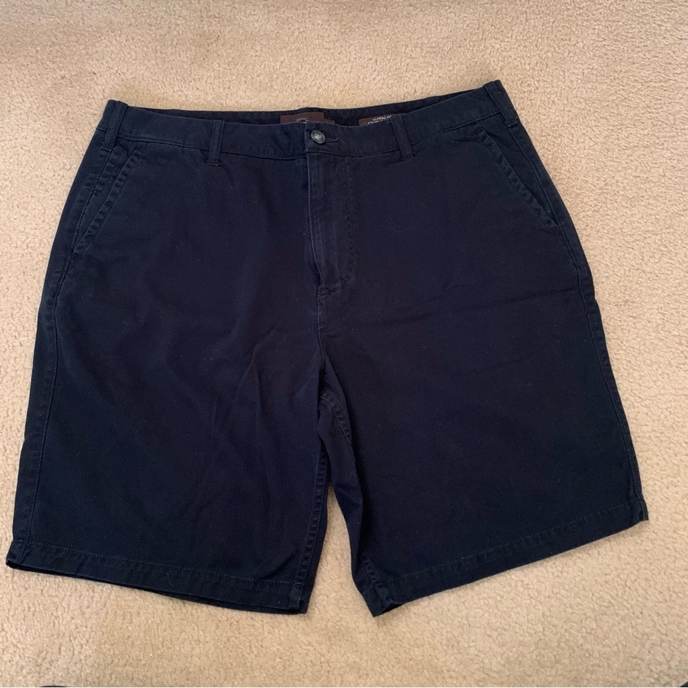 Black Brown 1826 Navy Flat Front Chino Short- 38